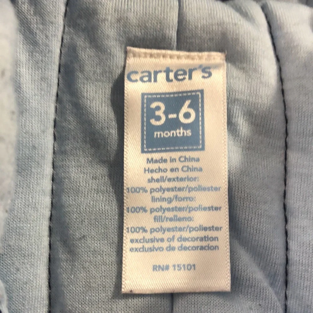 Carter’s Infant Zip Up Bear Fleece Winter One Piece, Size 0-3 Months, Blue
